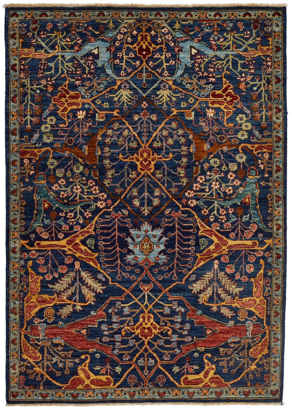4x6 Navy and Multicolor Traditional Rug