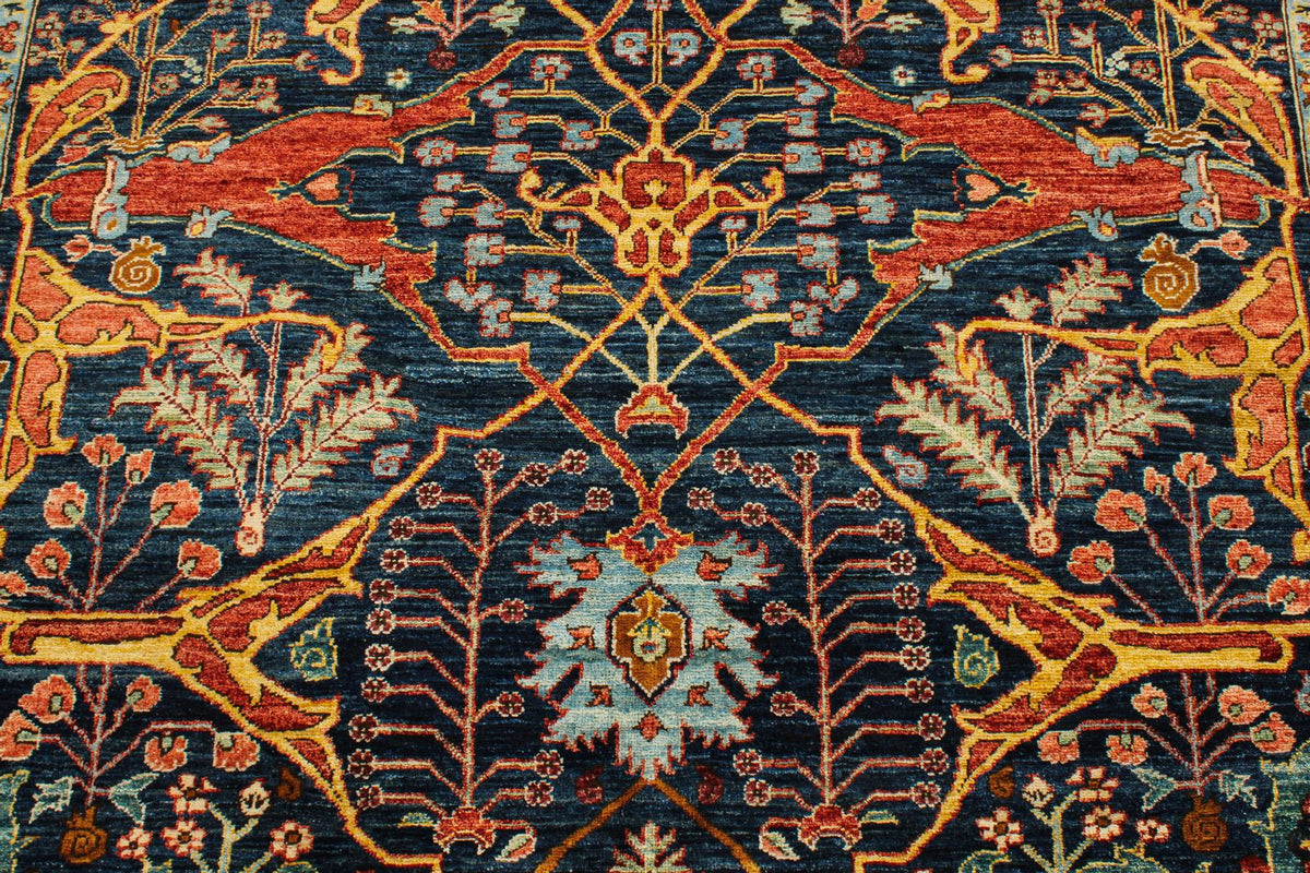 4x6 Navy and Multicolor Traditional Rug