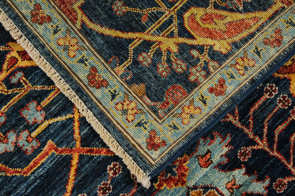 4x6 Navy and Multicolor Traditional Rug