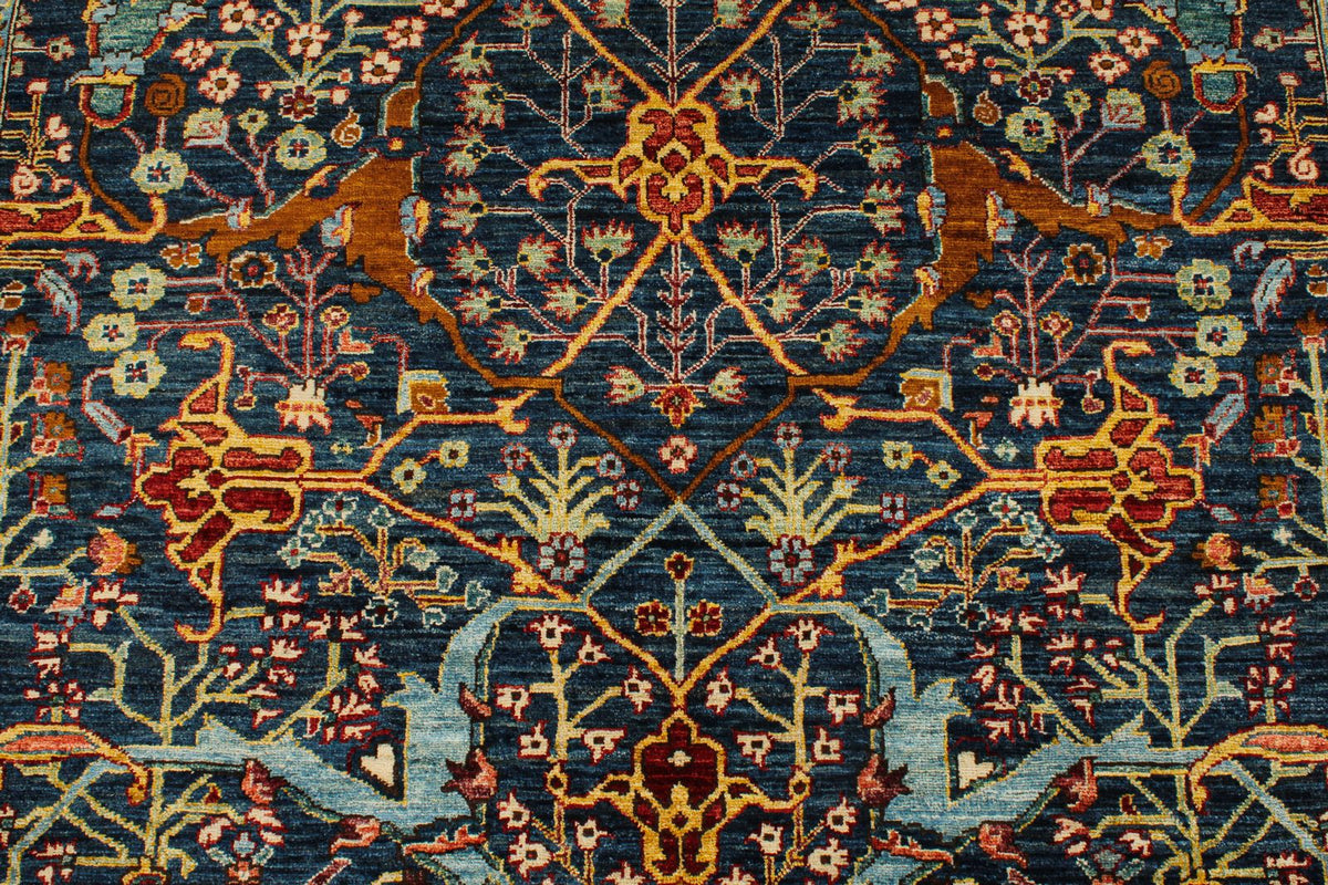 4x6 Navy and Multicolor Traditional Rug