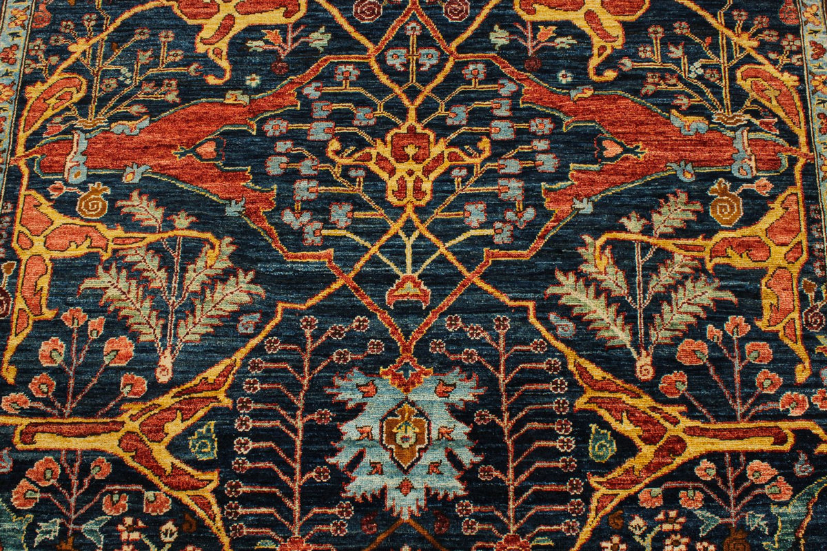 4x6 Navy and Multicolor Traditional Rug