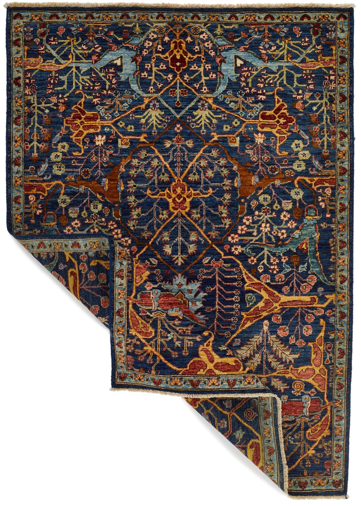 4x6 Navy and Multicolor Traditional Rug