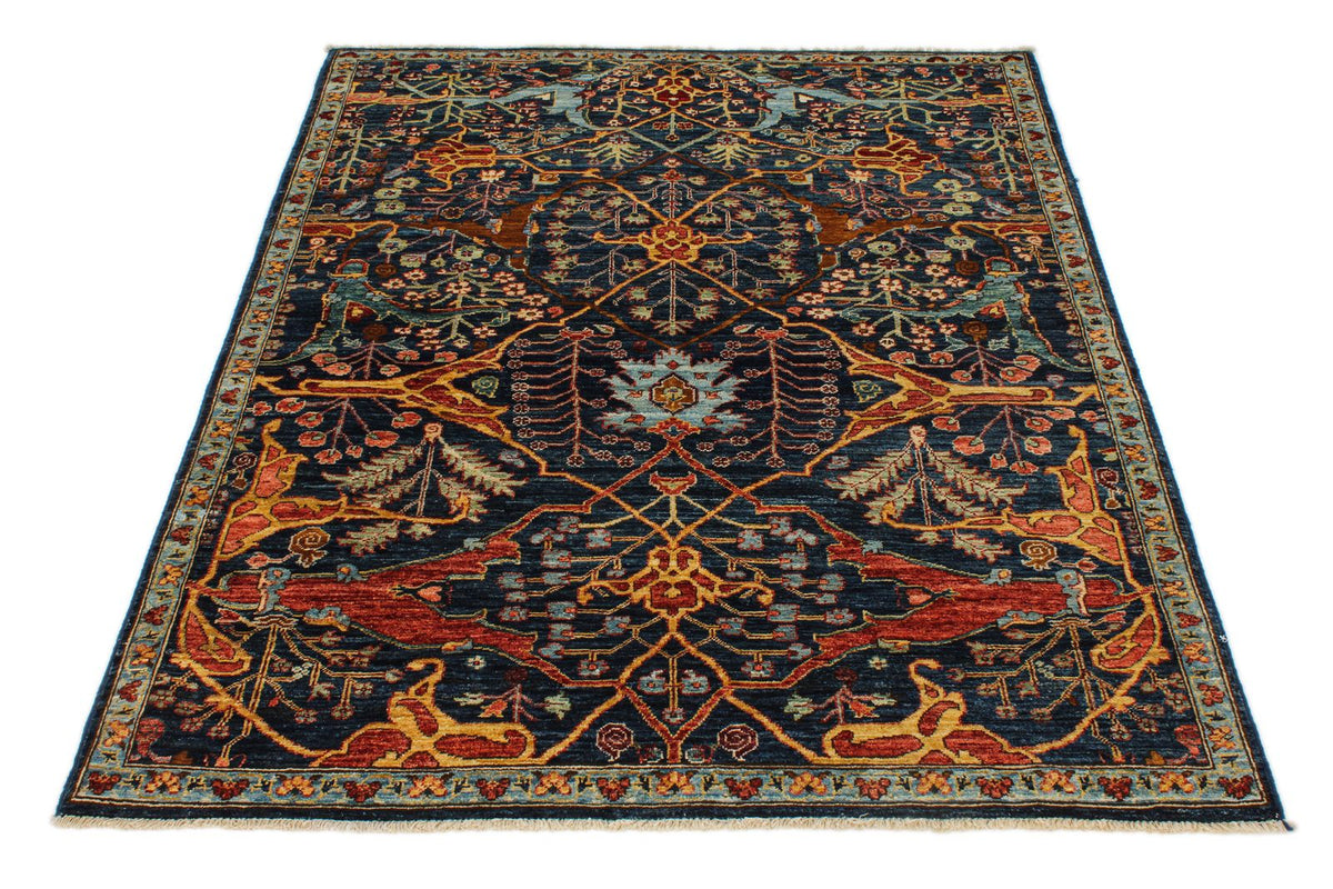 4x6 Navy and Multicolor Traditional Rug