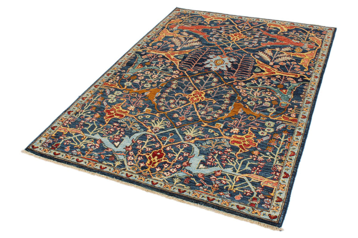 4x6 Navy and Multicolor Traditional Rug