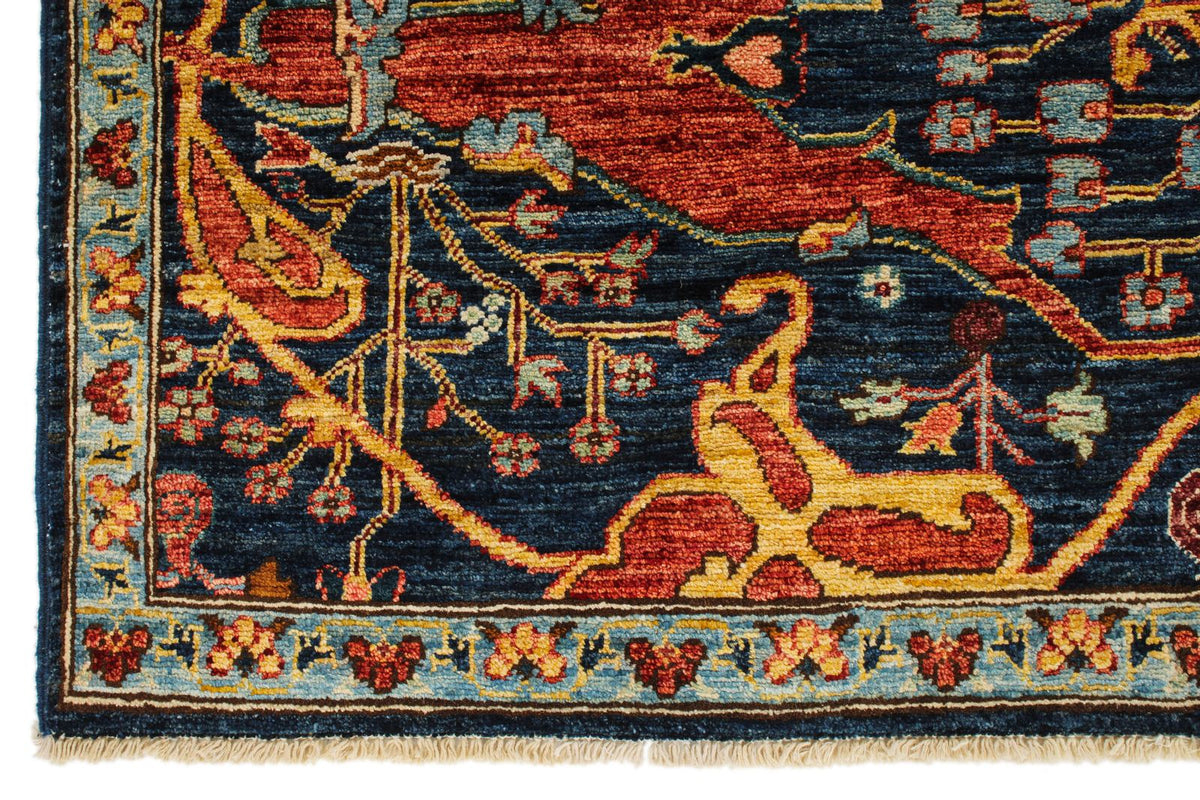 4x6 Navy and Multicolor Traditional Rug