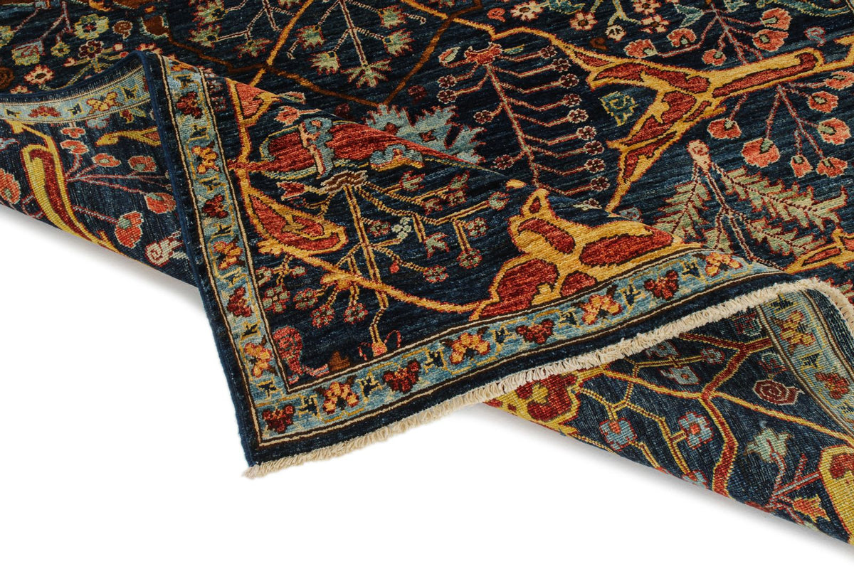 4x6 Navy and Multicolor Traditional Rug