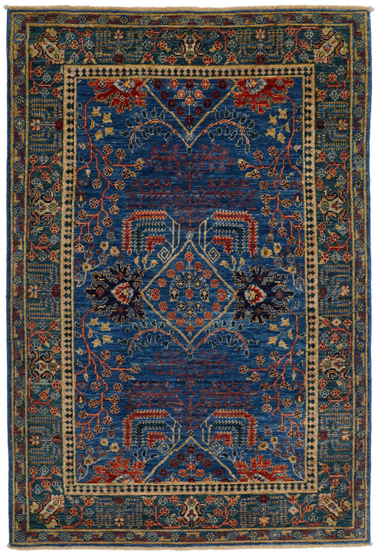 4x6 Blue and Green Anatolian Traditional Rug