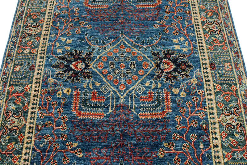 4x6 Blue and Green Anatolian Traditional Rug