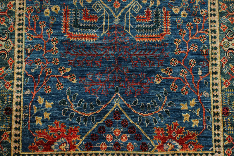 4x6 Blue and Green Anatolian Traditional Rug