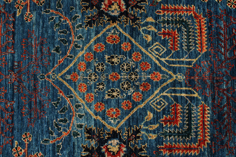 4x6 Blue and Green Anatolian Traditional Rug