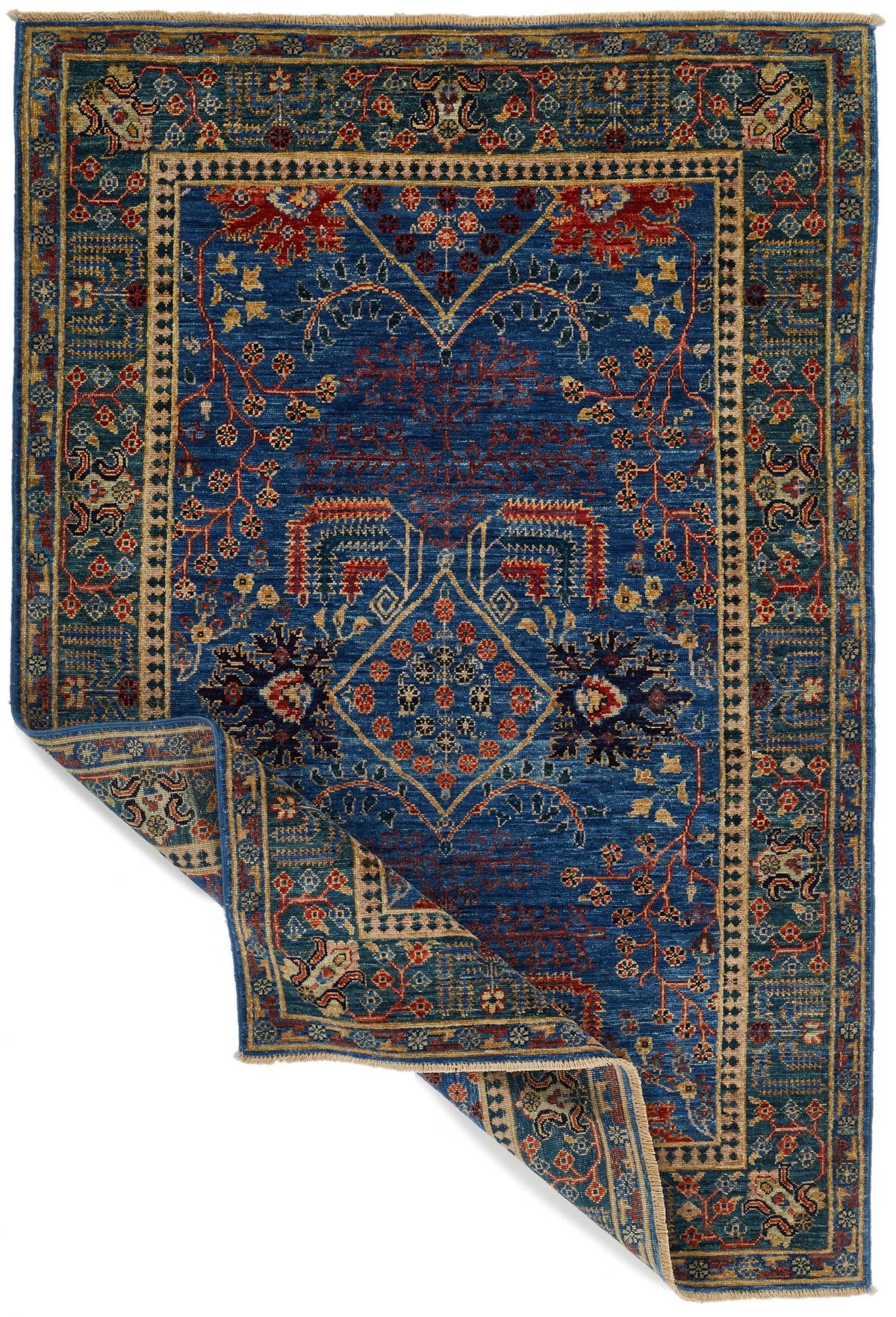 4x6 Blue and Green Anatolian Traditional Rug