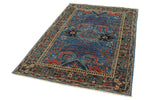 4x6 Blue and Green Anatolian Traditional Rug