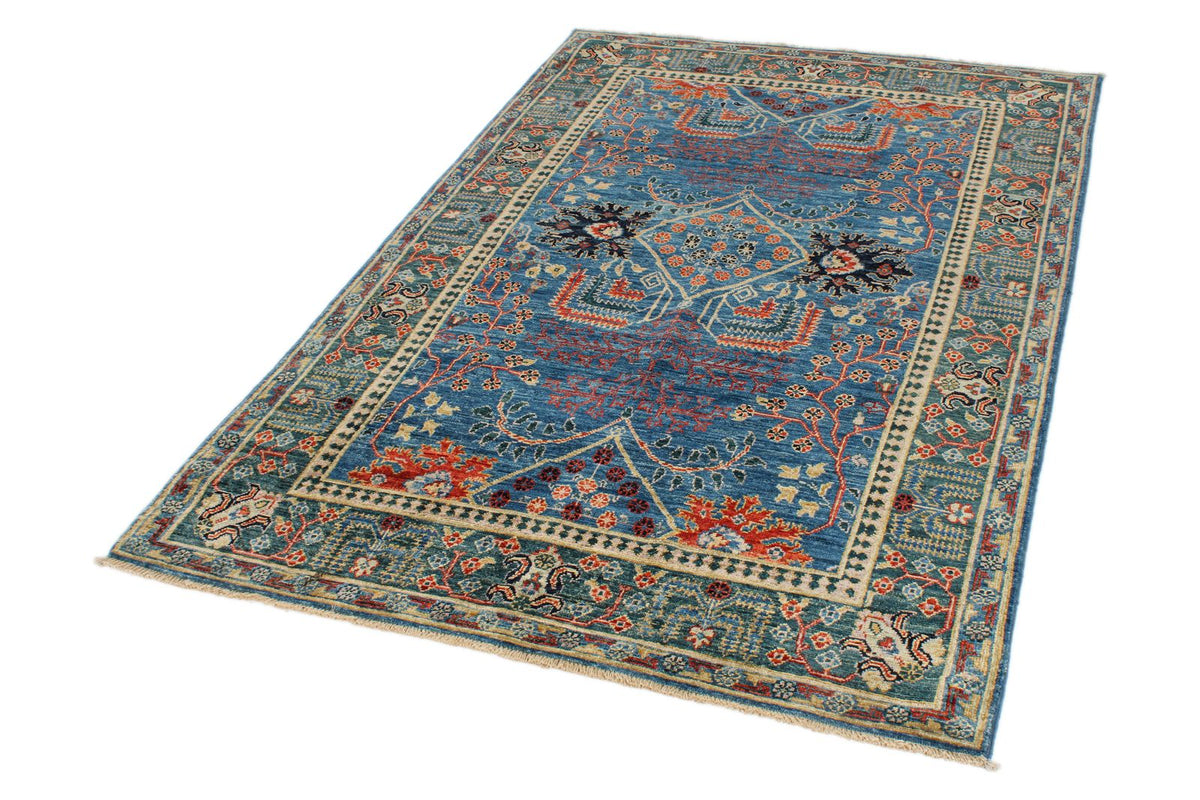 4x6 Blue and Green Anatolian Traditional Rug