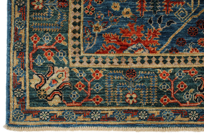 4x6 Blue and Green Anatolian Traditional Rug