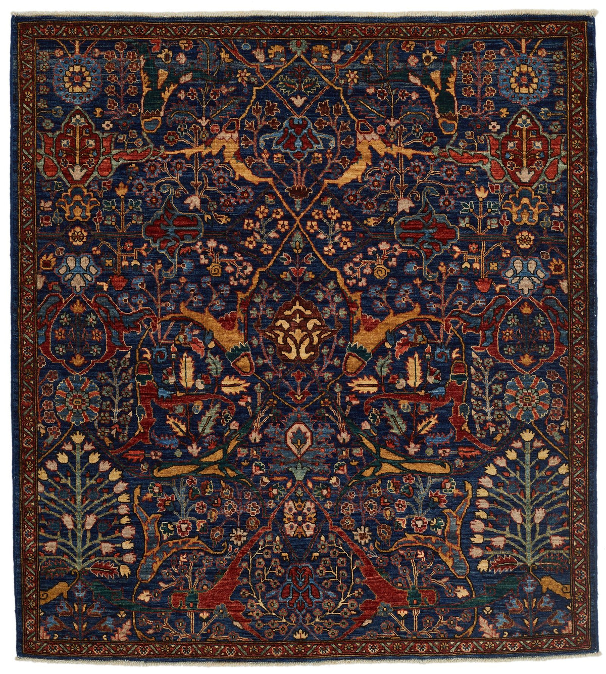 4x5 Navy and Rust Anatolian Traditional Rug