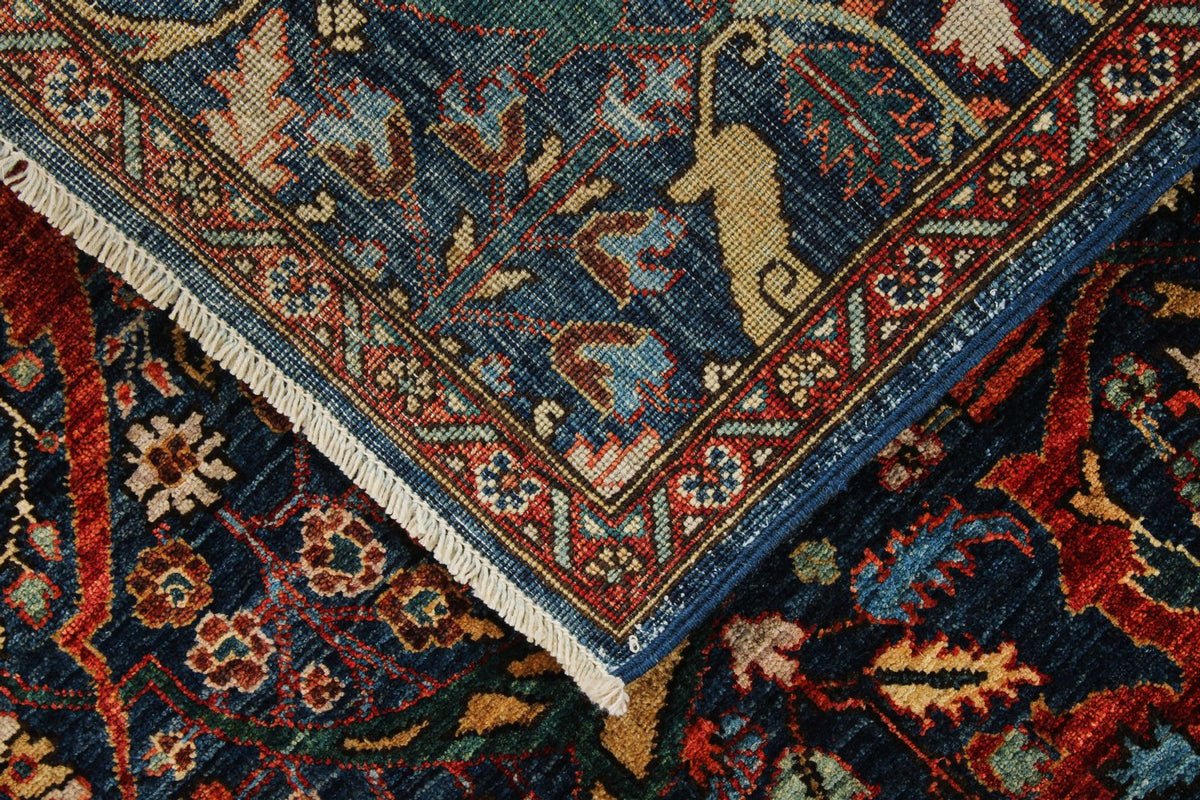 4x5 Navy and Rust Anatolian Traditional Rug