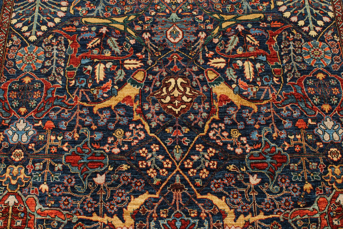 4x5 Navy and Rust Anatolian Traditional Rug
