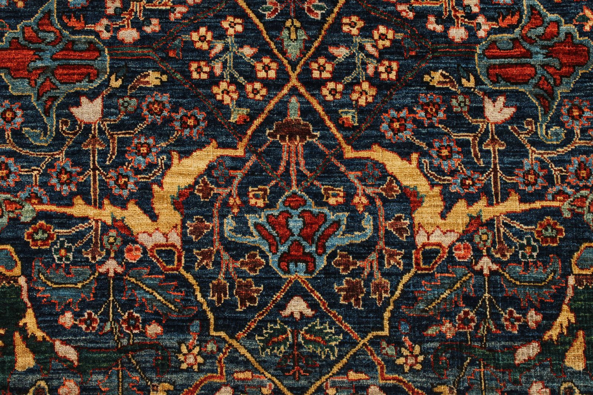 4x5 Navy and Rust Anatolian Traditional Rug