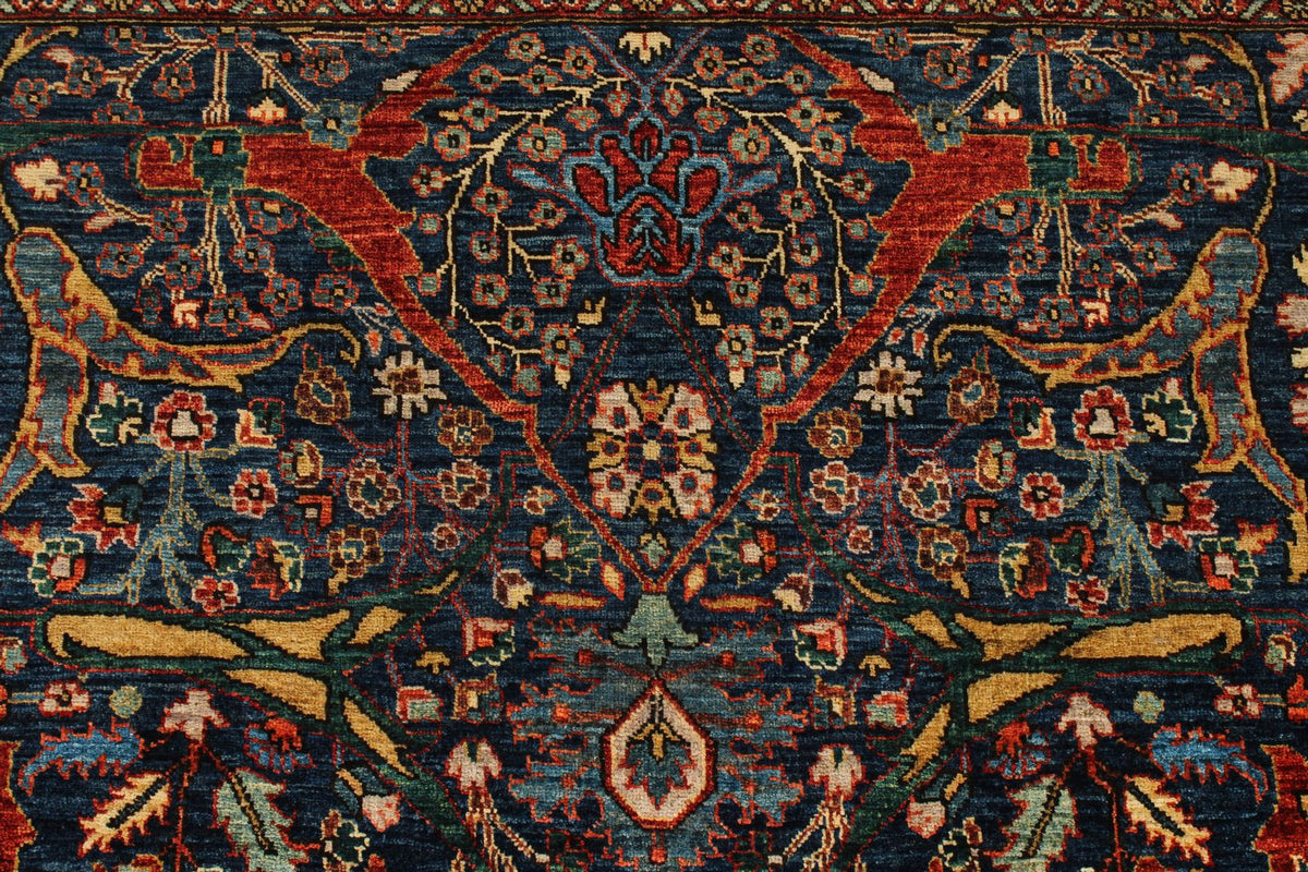4x5 Navy and Rust Anatolian Traditional Rug