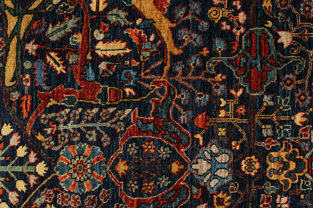 4x5 Navy and Rust Anatolian Traditional Rug