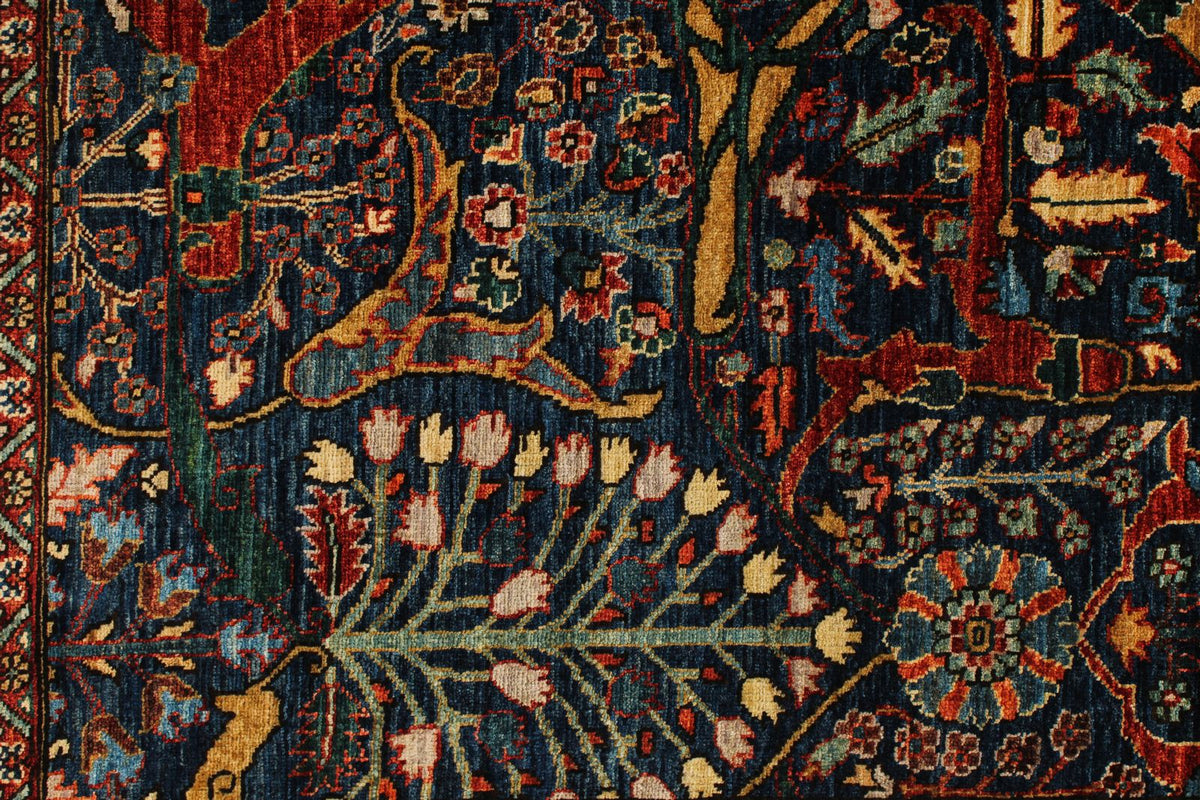 4x5 Navy and Rust Anatolian Traditional Rug