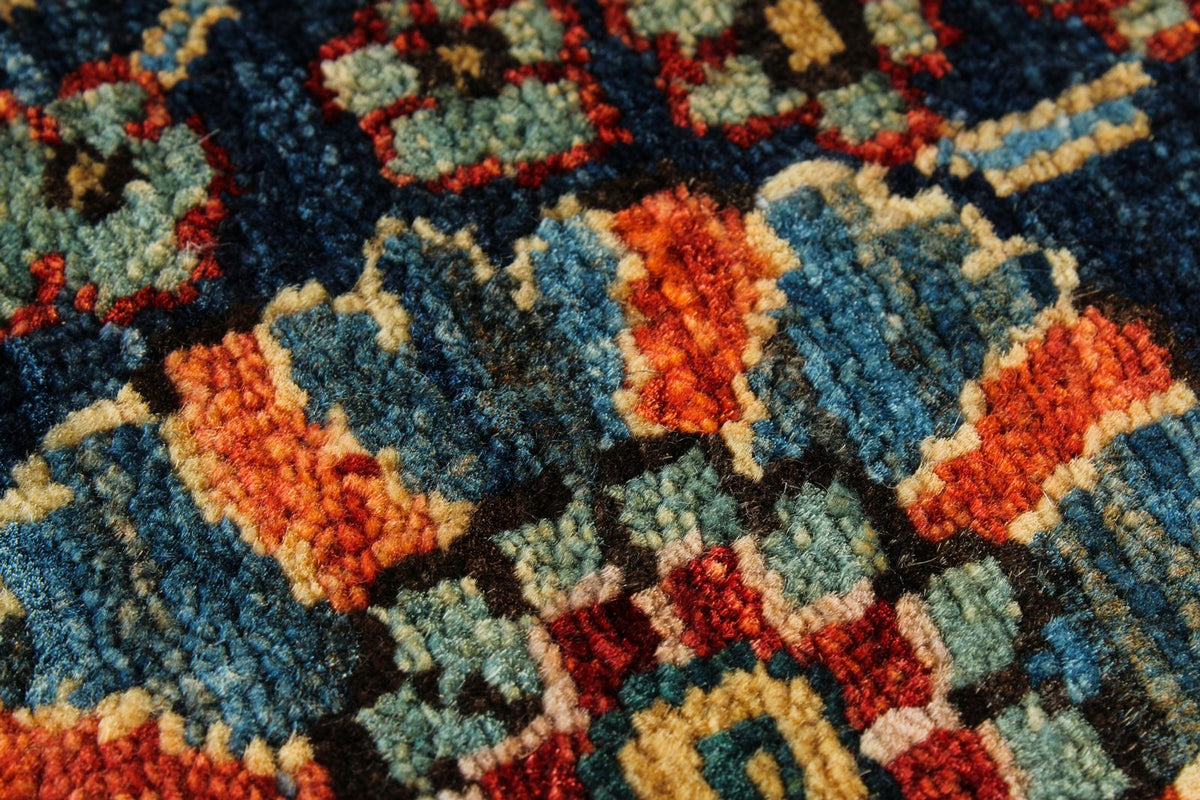 4x5 Navy and Rust Anatolian Traditional Rug