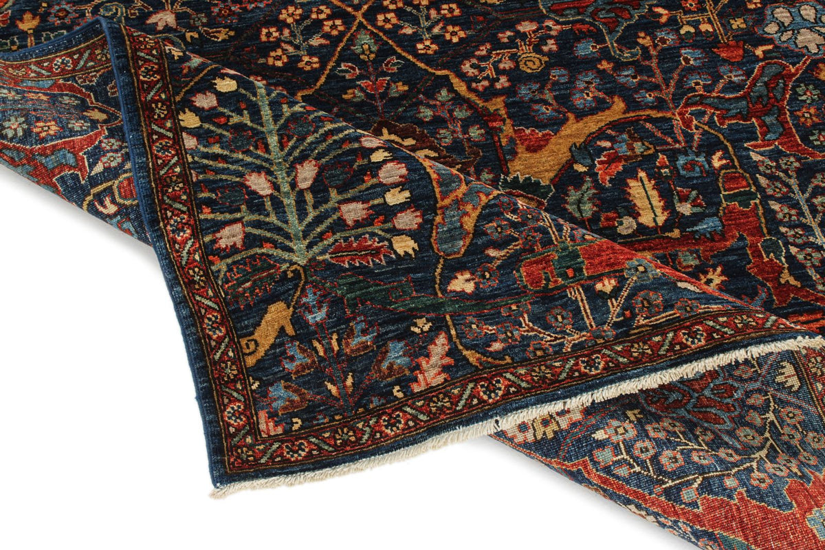4x5 Navy and Rust Anatolian Traditional Rug