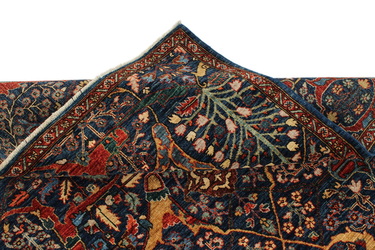 4x5 Navy and Rust Anatolian Traditional Rug