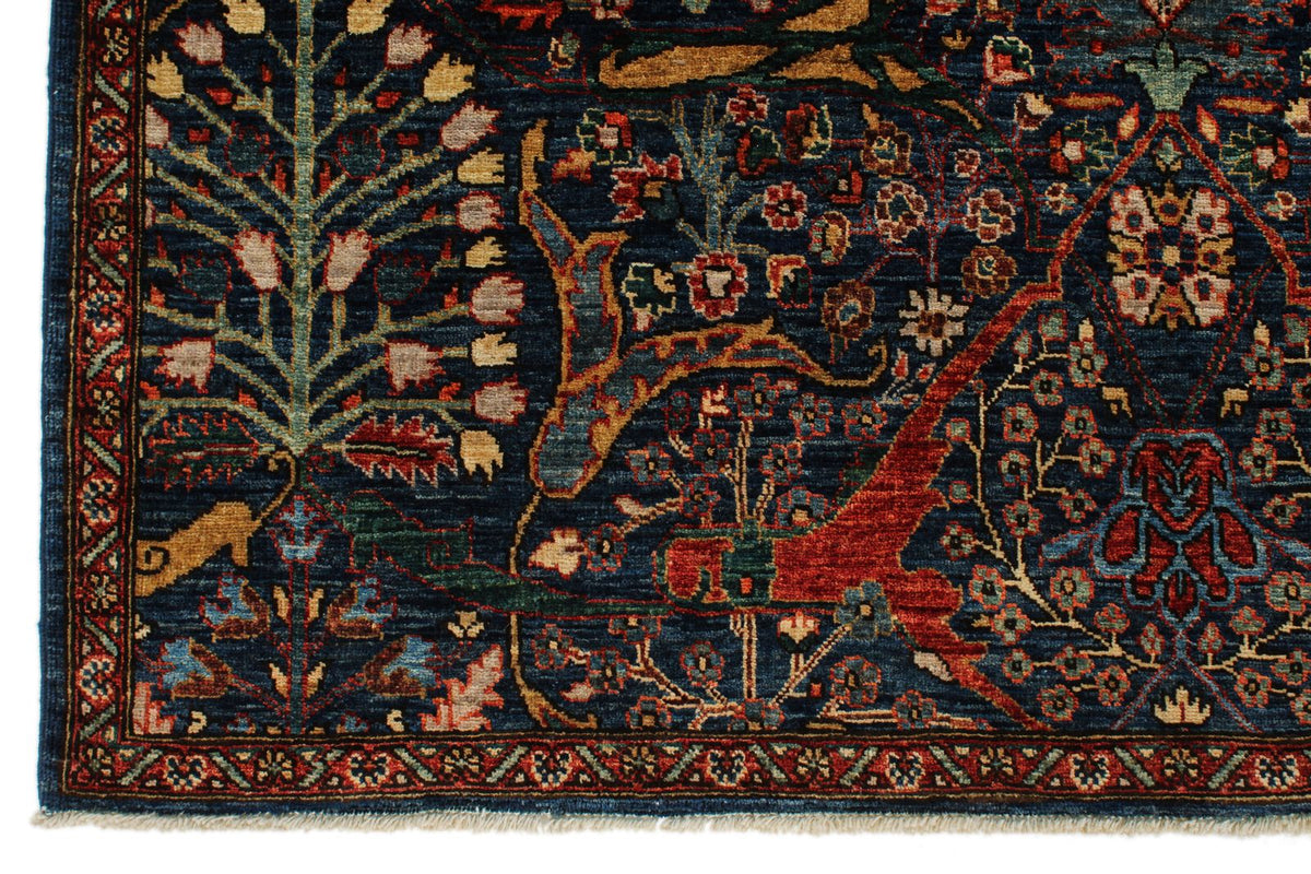 4x5 Navy and Rust Anatolian Traditional Rug