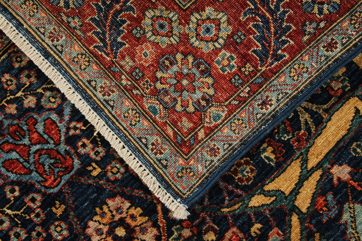 4x6 Navy and Red Anatolian Traditional Rug