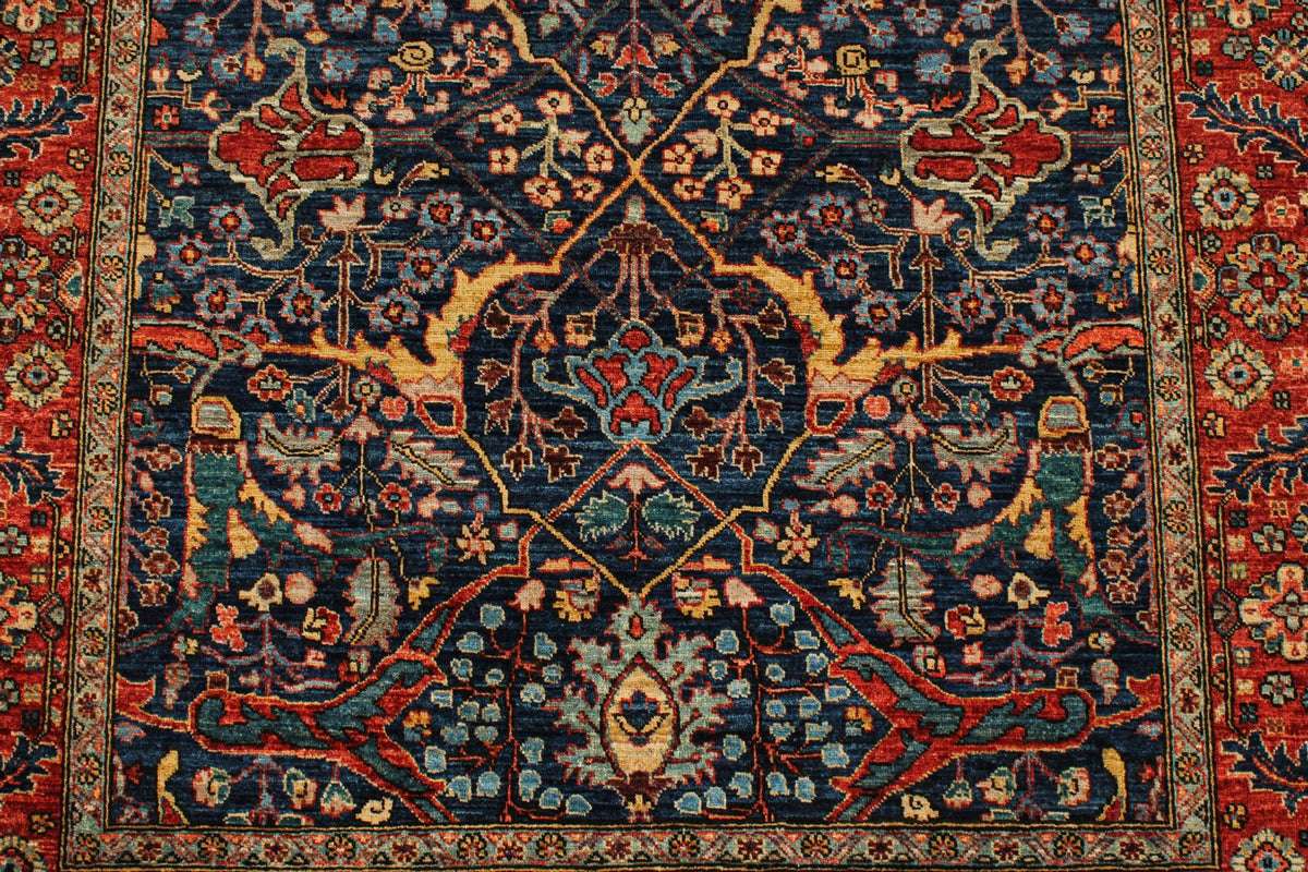 4x6 Navy and Red Anatolian Traditional Rug