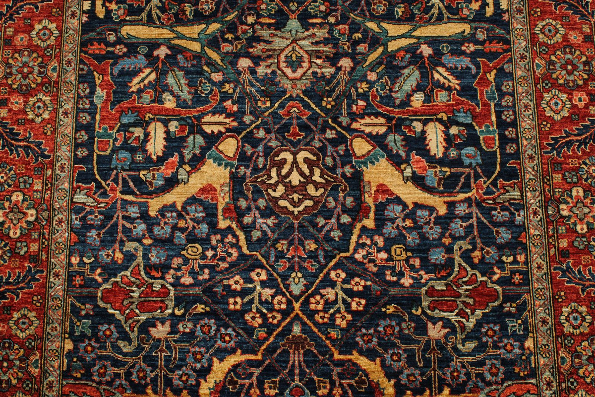4x6 Navy and Red Anatolian Traditional Rug