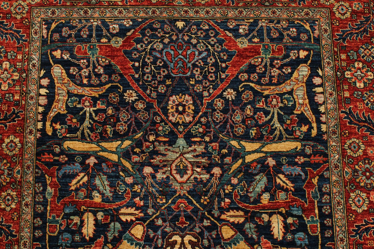 4x6 Navy and Red Anatolian Traditional Rug