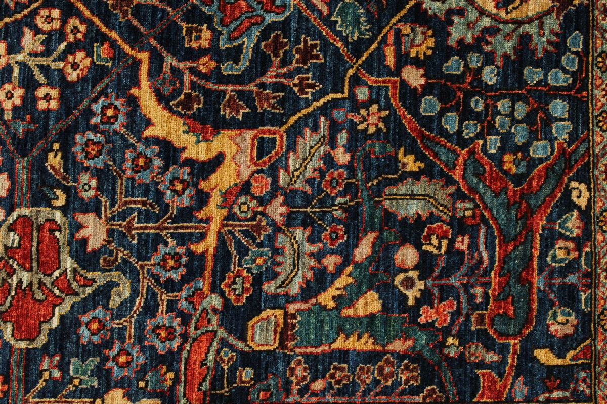 4x6 Navy and Red Anatolian Traditional Rug