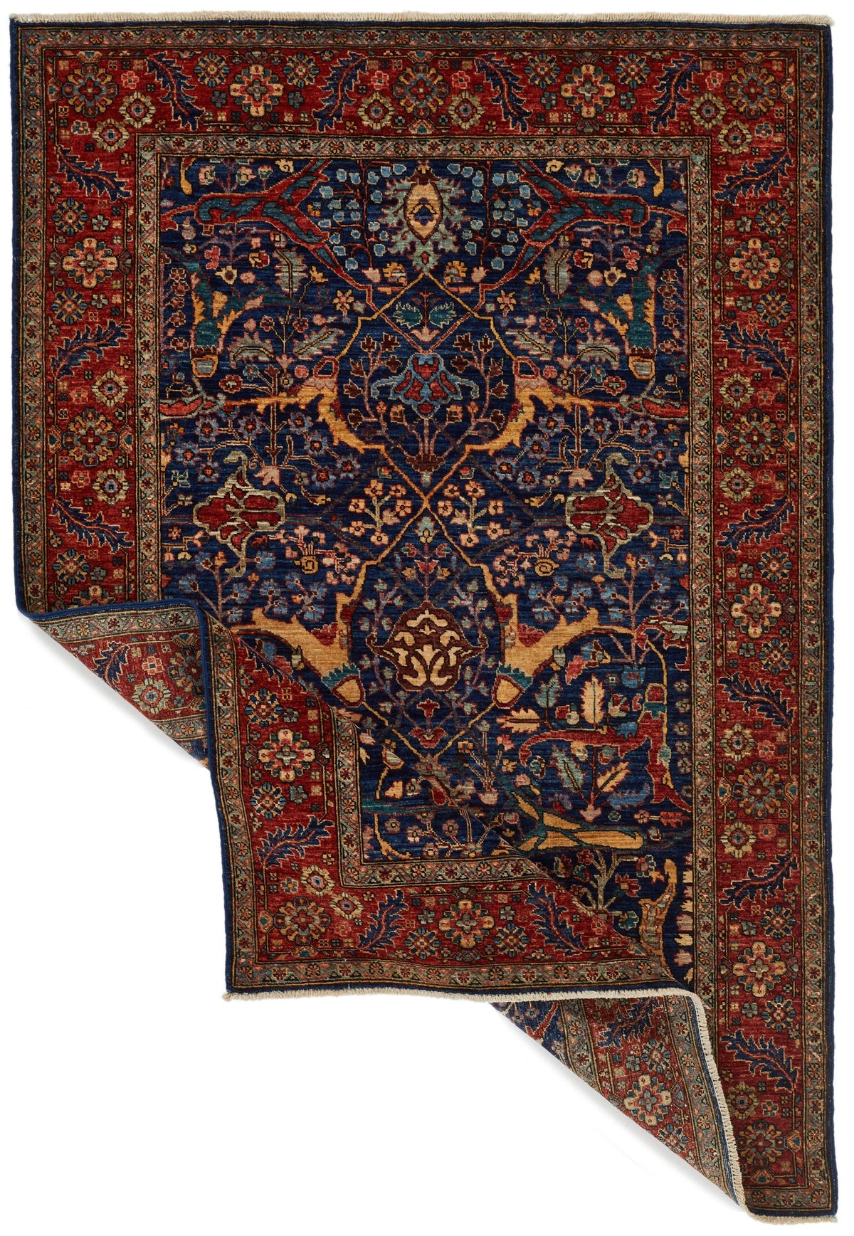 4x6 Navy and Red Anatolian Traditional Rug