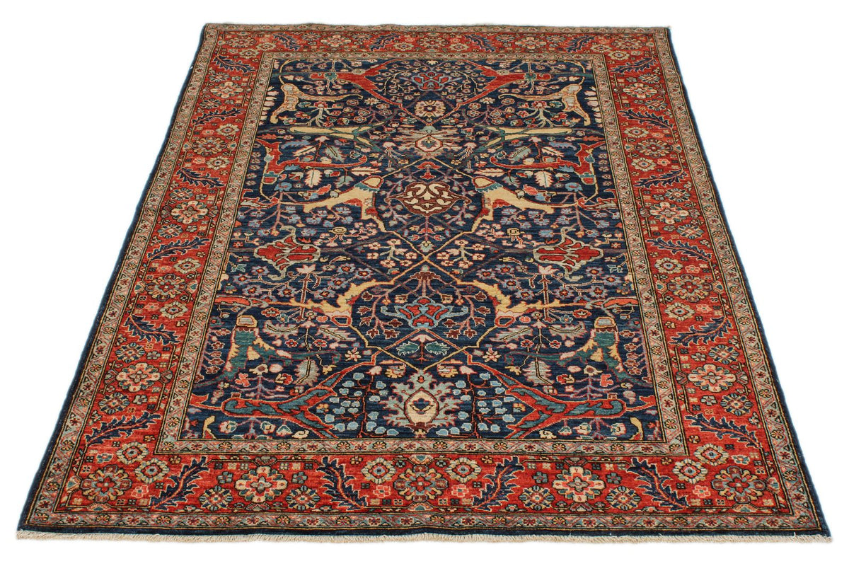 4x6 Navy and Red Anatolian Traditional Rug