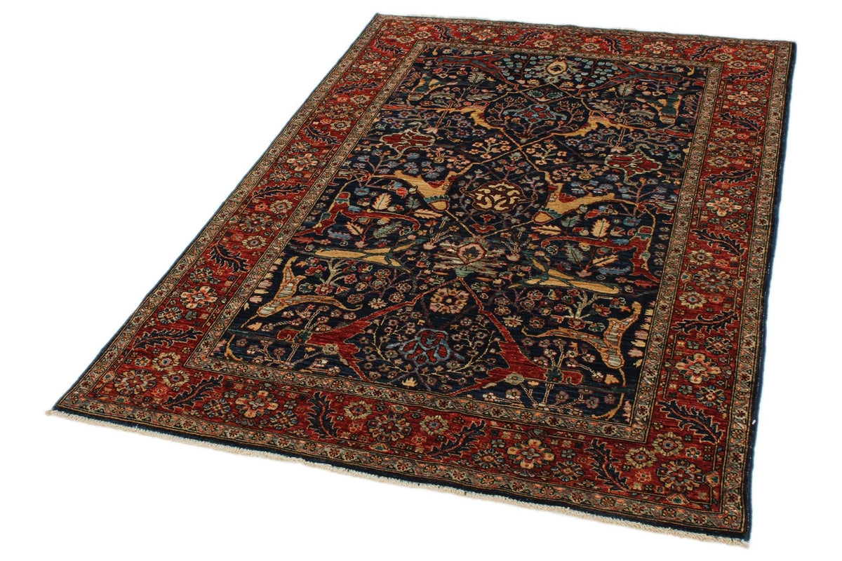 4x6 Navy and Red Anatolian Traditional Rug