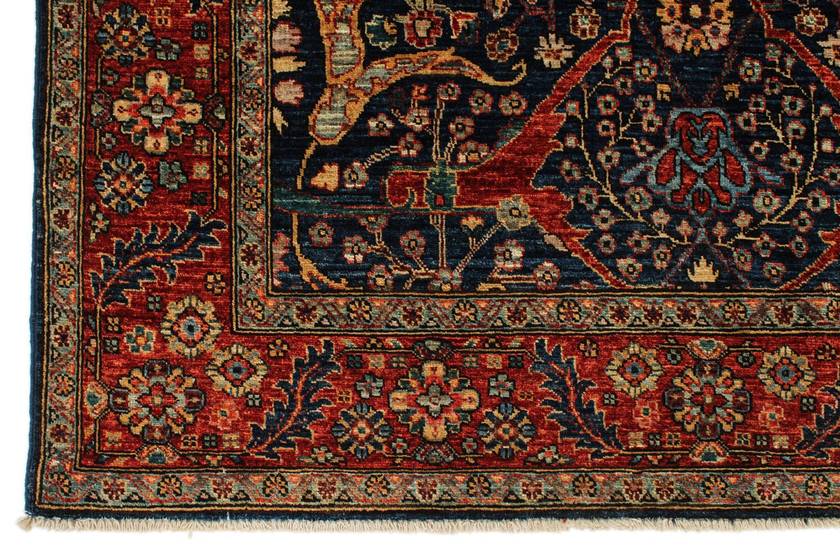 4x6 Navy and Red Anatolian Traditional Rug