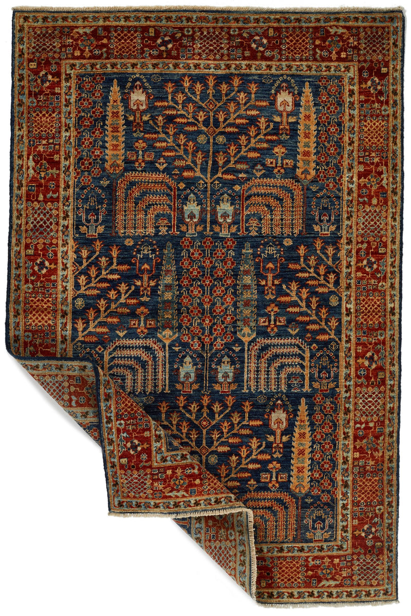 4x6 Navy and Rust Traditional Rug