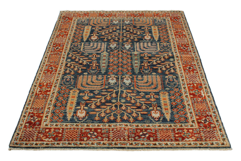 4x6 Navy and Rust Traditional Rug