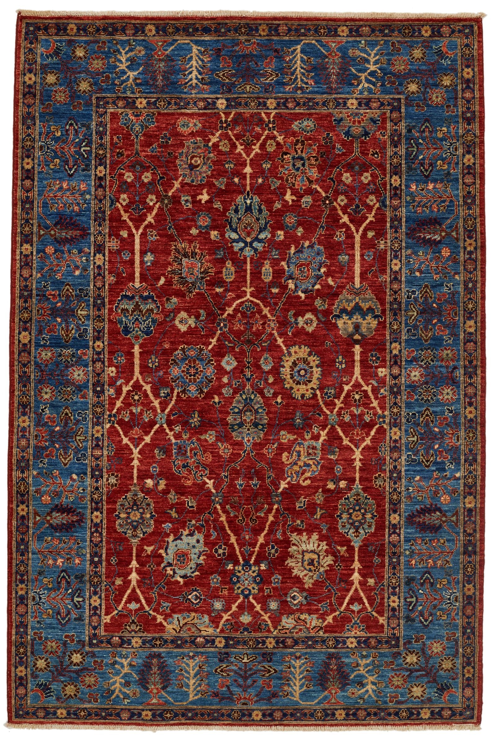 4x6 Red and Blue Traditional Rug – Home and Rugs