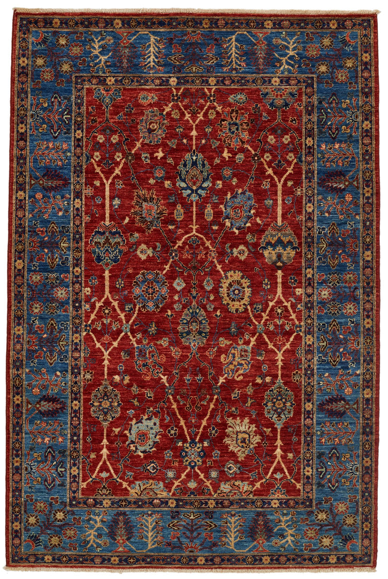 4x6 Red and Blue Traditional Rug