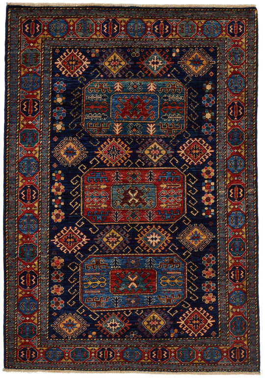 4x6 Navy and Red Traditional Rug
