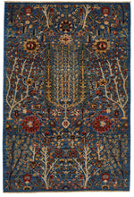 4x6 Blue and Multicolor Traditional Rug