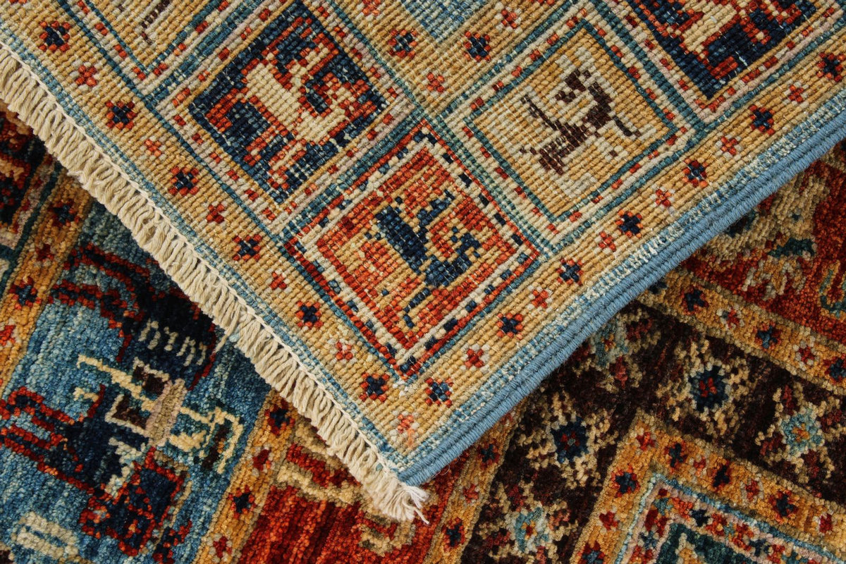 4x6 Multicolor and Blue Traditional Rug