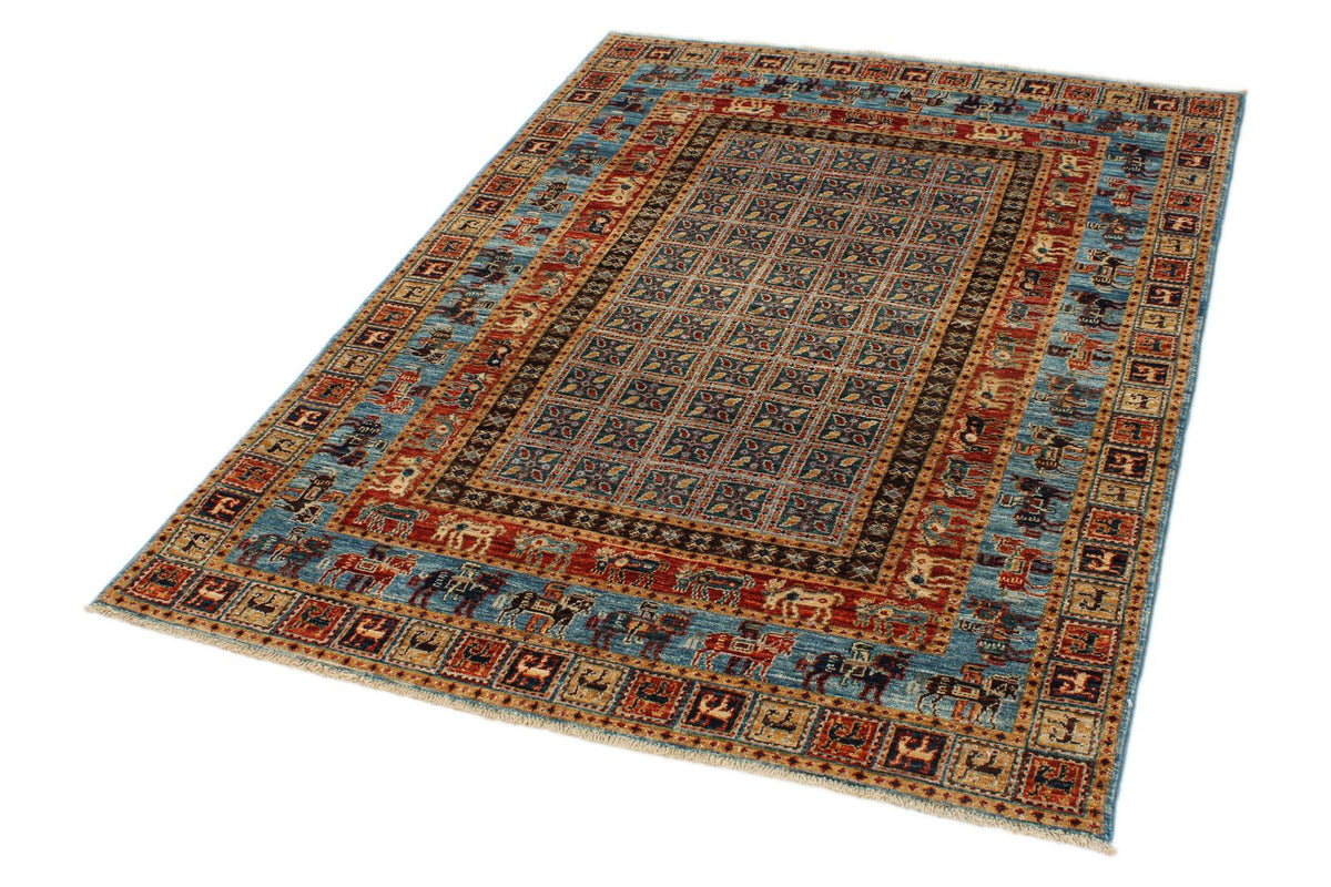 4x6 Multicolor and Blue Traditional Rug