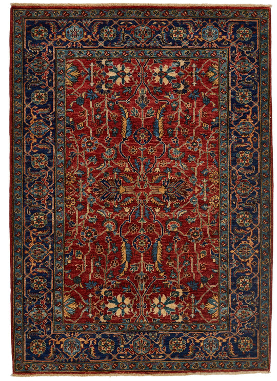 4x6 Red and Navy Traditional Rug