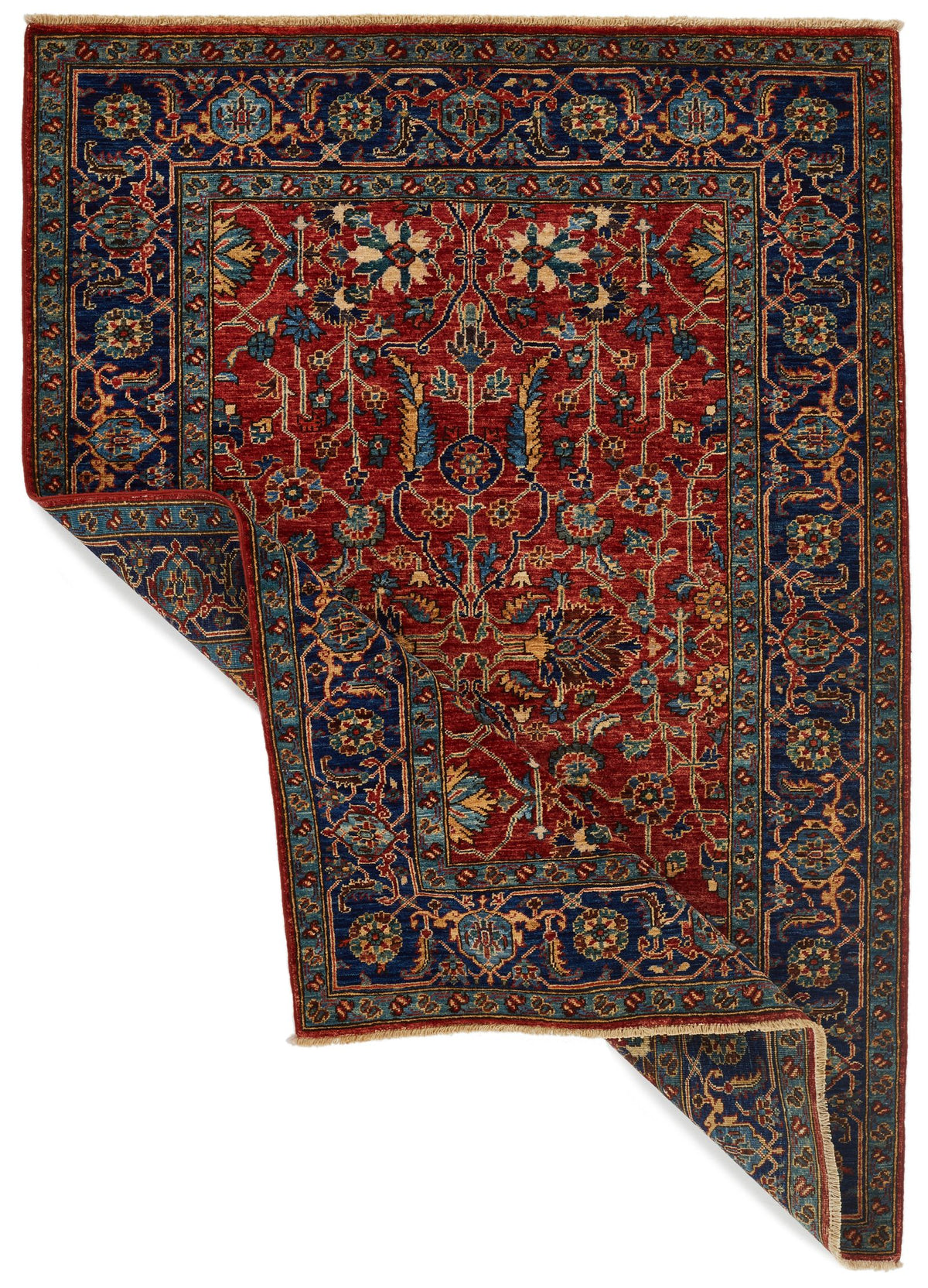 4x6 Red and Navy Traditional Rug
