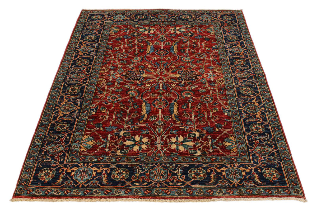4x6 Red and Navy Traditional Rug