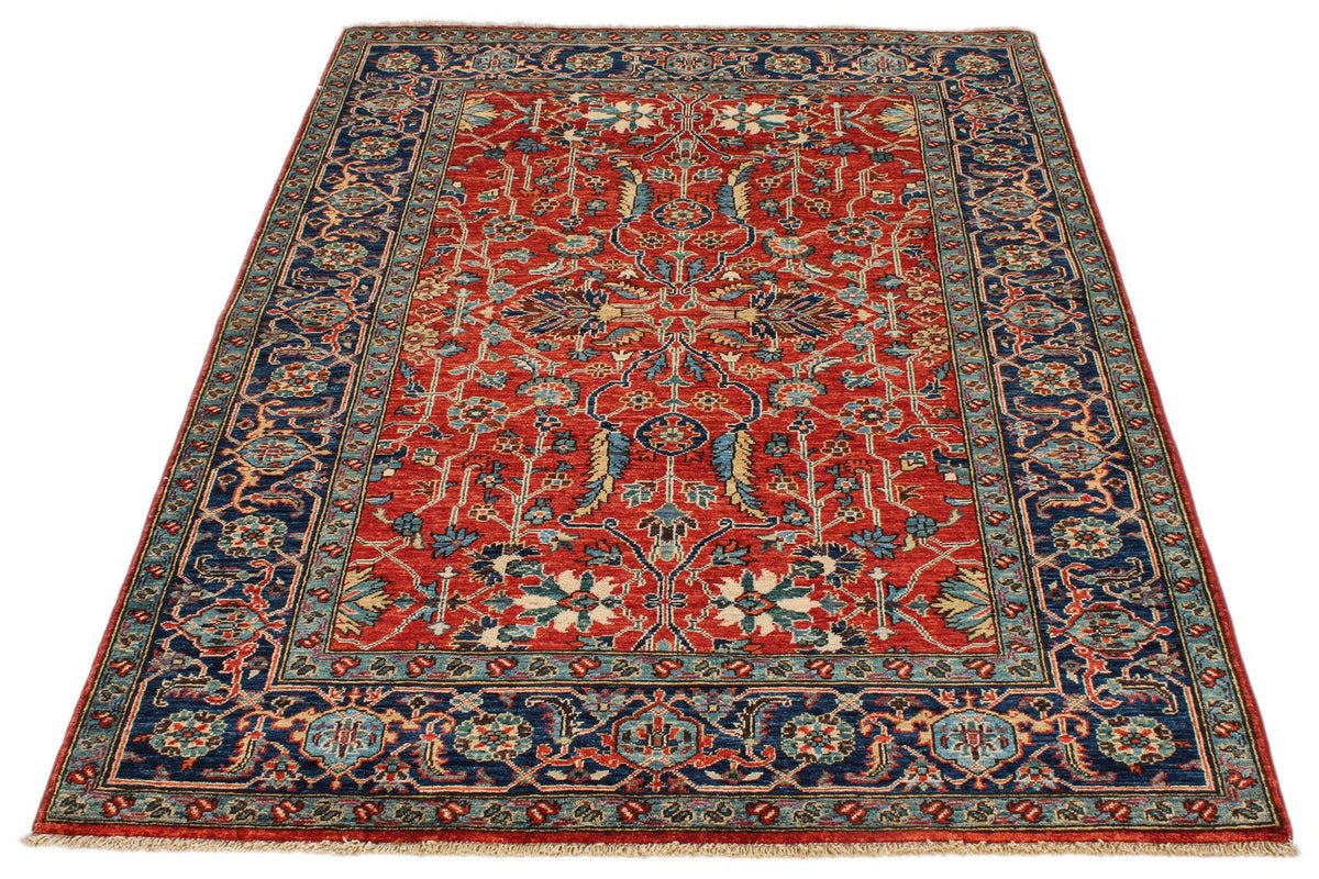 4x6 Red and Navy Traditional Rug